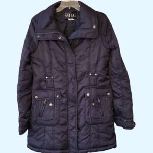 Urban Behavior SMEG Womans Navy Long Puffer Coat Size Medium